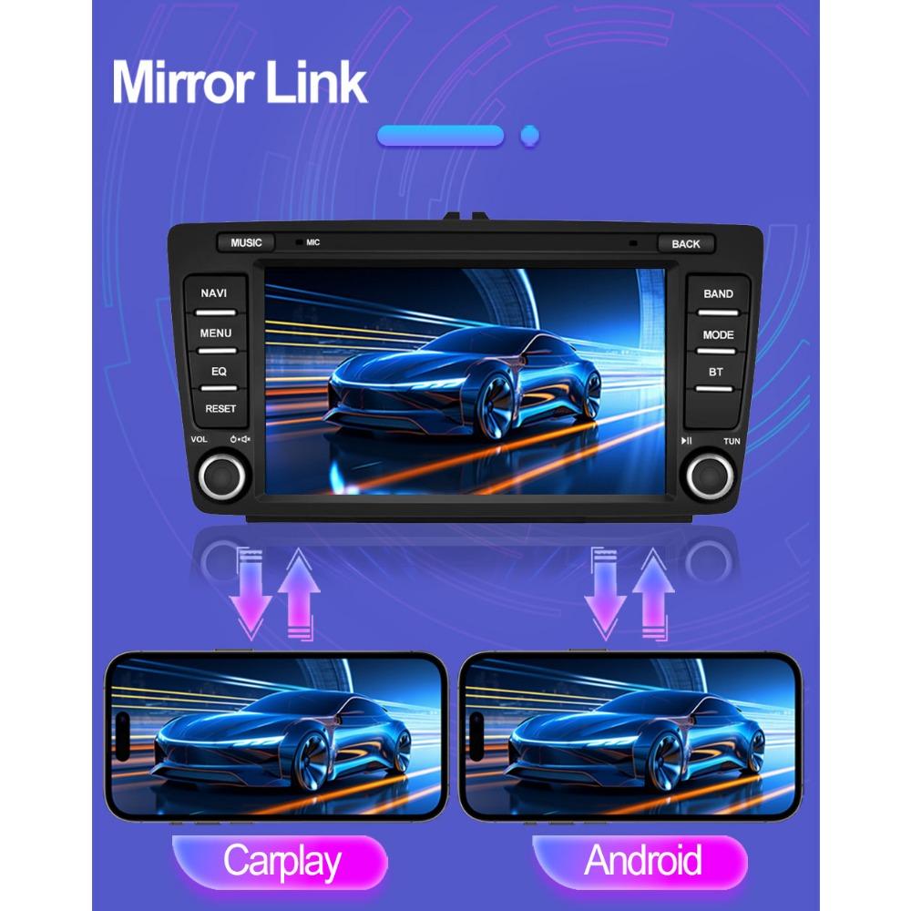 8 tommer Bilradio Android for Skoda Octavia 2 A5 2004-2013 Auto Multimedia Stereo Navigasjon 1+32GB
