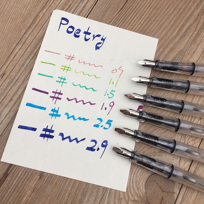 1 Stück Entenschnabel Gotisch parallel Füllfederhalter transparent weiß Kunst Flachspitze Schüler Büro Geschenke Schreibwaren Tintenstifte