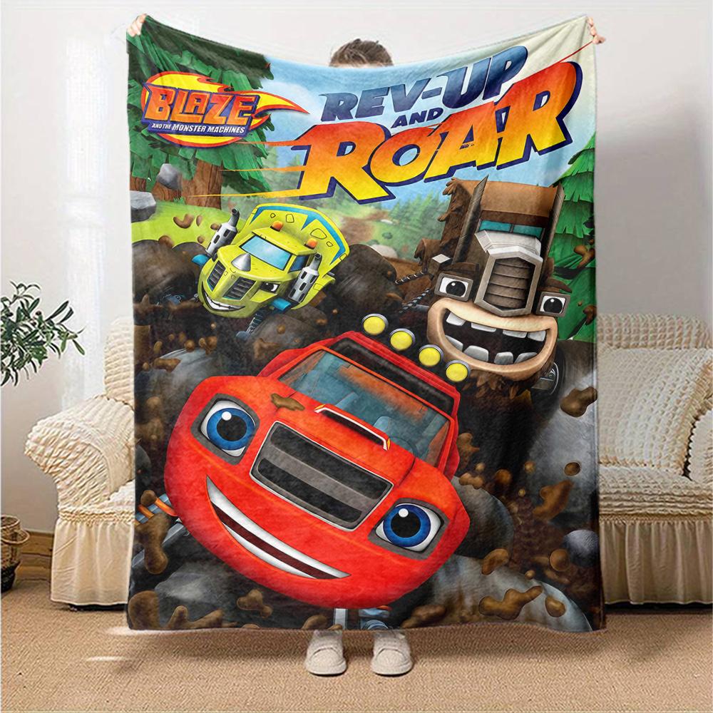 1pc Blaze and the Monster Machines (3) Blanket, Gift, for Men and Women, Soft Blanket, Good for Sofa Bed Couch Travel, Lightweight Flannel Blanket