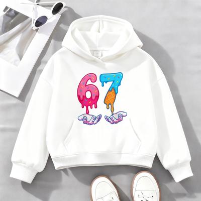 Nouveau sweat à capuche pour enfant imprimé en 3D avec le chiffre 67, sweat à capuche mode style streetwear doux de haute qualité pour le printemps, l'automne, l'hiver