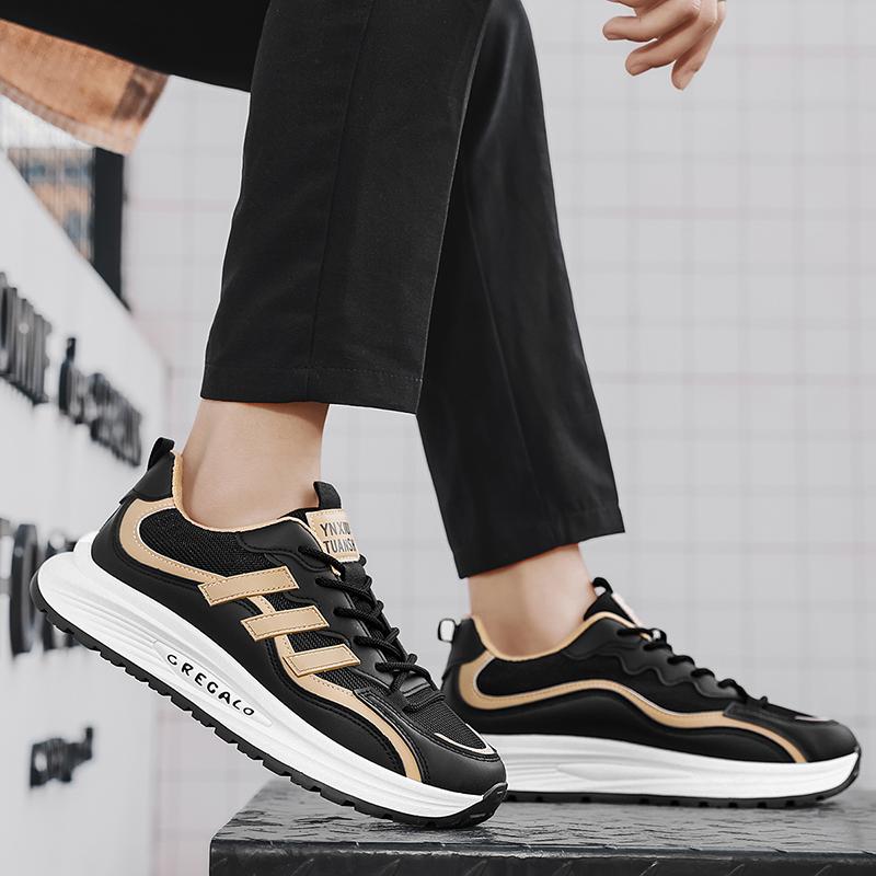 

New Fashion Men s Four Seasons Comfortable Thick Sole Shoes Students BoysTrending Soft Sole Breathable Casual Running Sneakers 44 чорний/білий