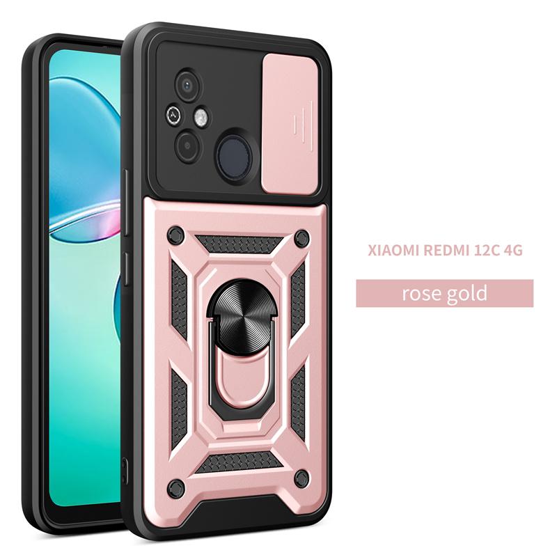 For Xiaomi Redmi 12C Case Shockproof Armor Ring Holder Phone Cases For Xiaomi Redmi 12C 12 C Redmi12C Slide Lens Protect Cover