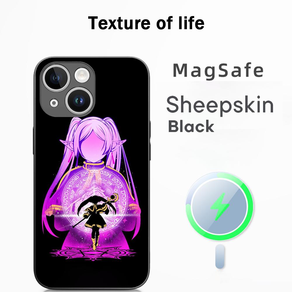 

Frieren japan anime cool girl pattern Phone Case For iPhone 16 15 14 13 12 11 Plus Pro Max High-end Luxury Magsafe Sheepskin iPhone 16