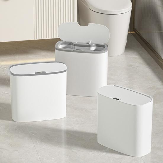 Space Saving Cabinet Trash Bin Motion Sensor Can, Wall Mounted Narrow Gap Garbage with Touchless Kitchen Container Automatic Open Lid, Hands Free for
