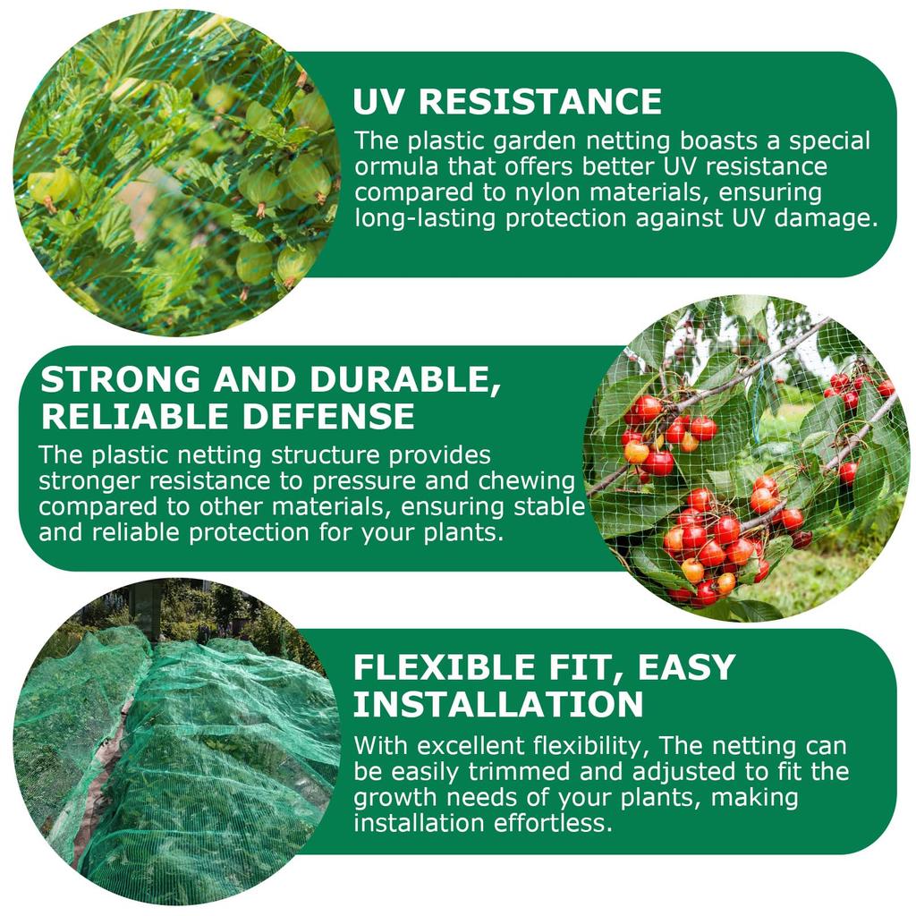 Bird Netting Protect Vegetable Plants and Fruit Trees,Plastic Trellis Netting for Birds, Deer,Squirrels and Other Animals
