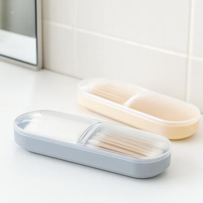 2Pcs 2 Grids Cotton Swab Storage Box Plastic Lightweight Cotton Pad Storage Box Dust-proof with Lid Sundries Storage Box Beads