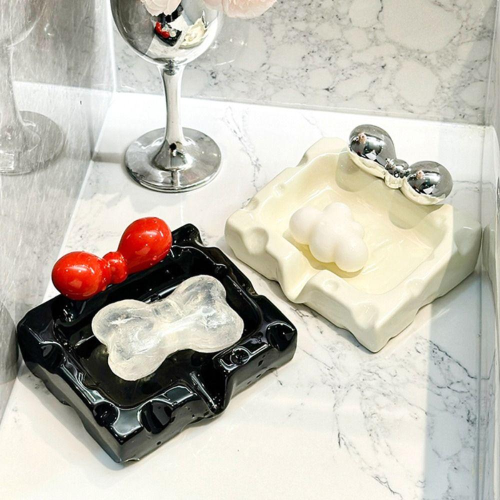 Decorative Cheese Soap Box Ceramic Desktop Ornament Multi-purpose Drain Soap Holder  Bathroom