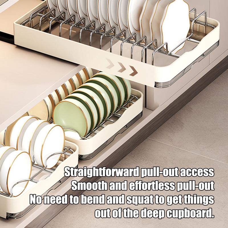 Pull Out Drawers For Kitchen Cabinet Metal Slide Out Dish And Bowl Drying Rack Dish Holder Pantry Storage Shelves Storage Rack