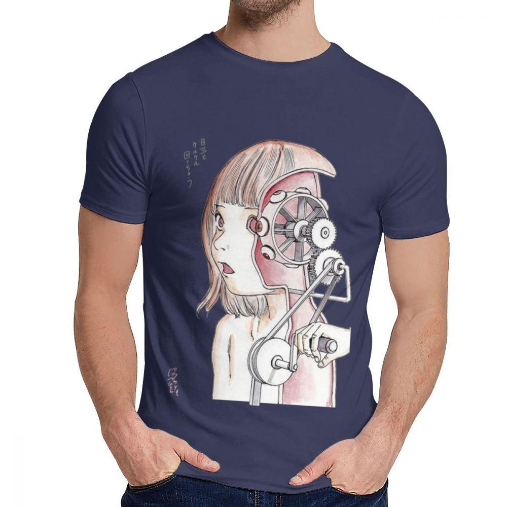 Shintaro Kago Japanese Junji Ito T Shirt Leisure Round Collar Vintage Men S Retro Natural Cotton M