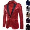 Charm Men's Casual One Button  Fit Suit  Coat Jacket Sequin Party Top