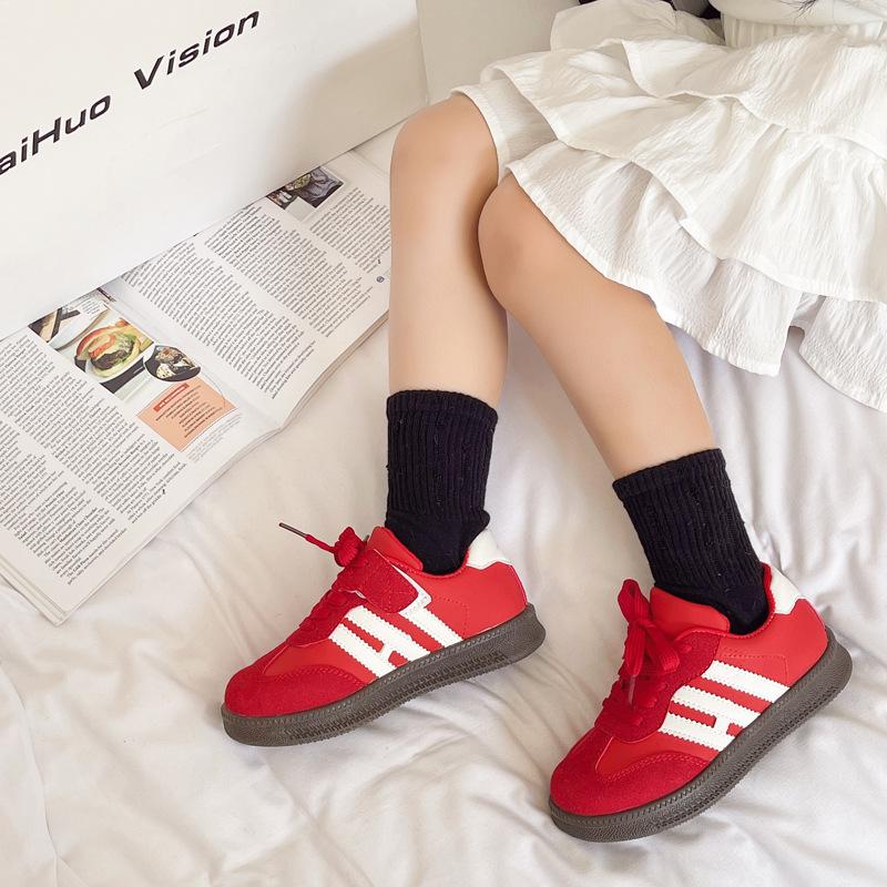 

Кампус начальной и средней школы, ветровка, моральные тренировочные туфли, весна и осень 2025, новая коллекция, для мальчиков и девочек, корейская версия, модная мягкая подошва 30 красный