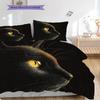 Black Cat Pattern Bedding Quilt Set Quilt Cover Pillowcase Home Decoration Birthday Gift (1 * Duvet Cover + 2 * Pillowcase, Without Core)