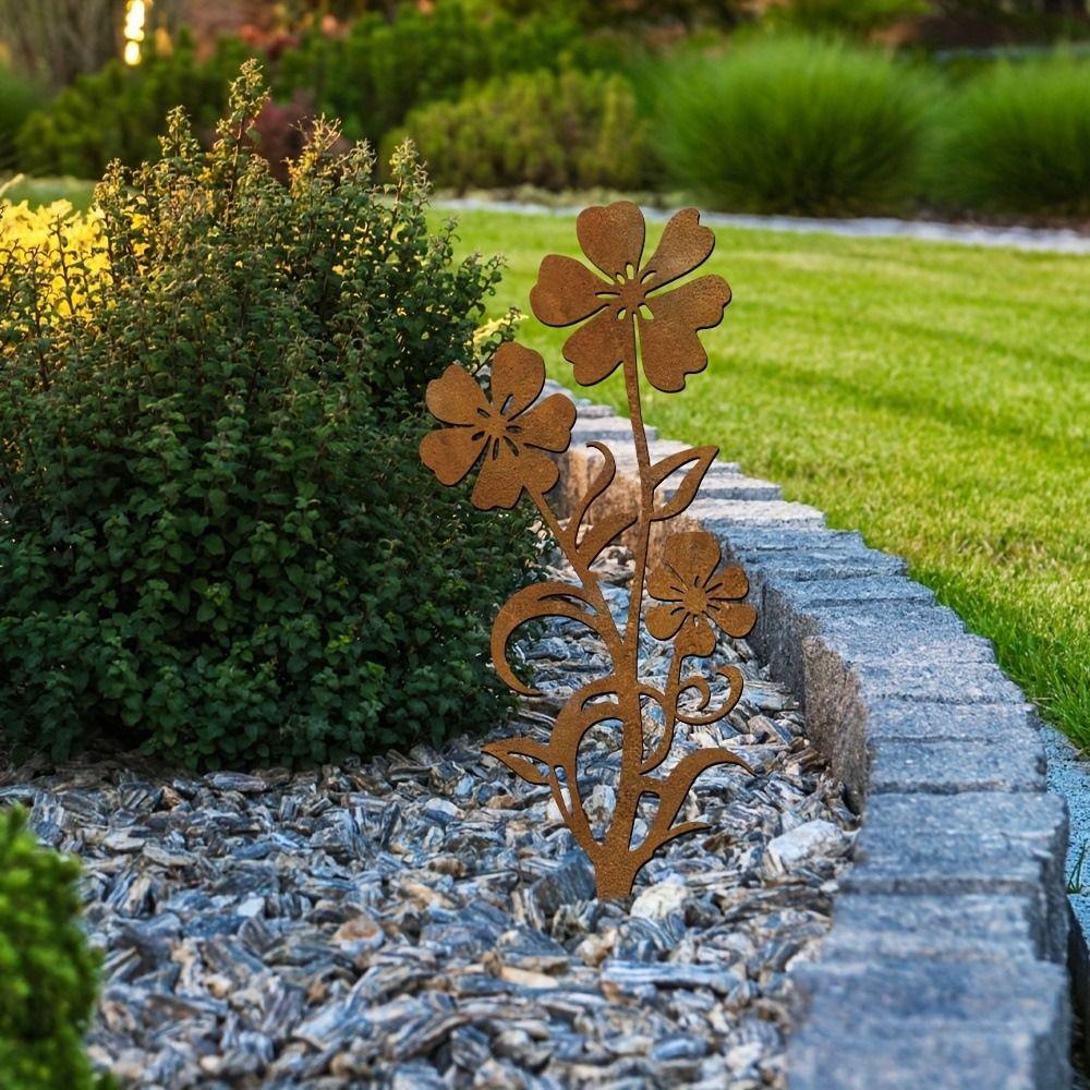 Crafts Metal Decorative Rusty Stake Antique Design Plant Shaped Garden Pile Art Floor Plugs Yard