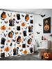 Halloween Shower Curtain Cute Black Cat Pumpkin Ghost Shower Curtain For Halloween Bathroom Decor Waterproof Fabric Bath