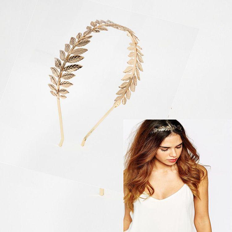 Bride Wedding Hair Accessories Greek Gold Leaf Headbands for Women Roman Diadem Crown Tiaras Headpiece Headdress