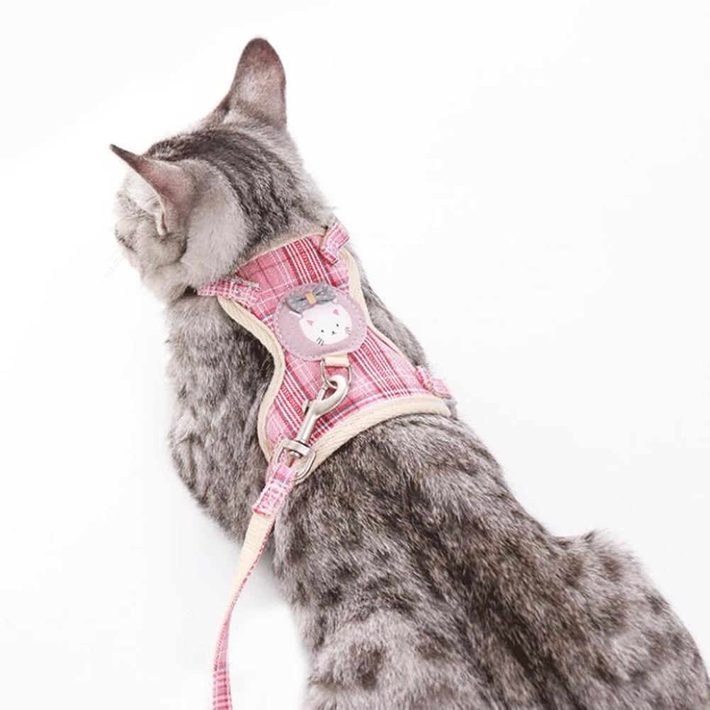 Pisici de tracțiune frânghie Pet Nylon Mesh Harness Lesa Guler Îmbrăcăminte Vest Cat Kitten Rope Tractare frânghie