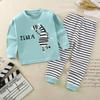 Cartoon Print Pajama Suit Tops+Pants 2-piece Set Underwear Kids Boys Girls Baby Cotton Sleepwear