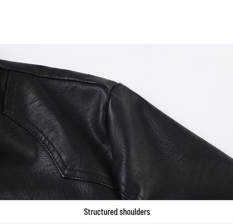 Jachetă din Piele PU Mărimi Mari pentru Bărbați Meikeduo - Guler Business Casual Tineresc pentru Primăvară și Toamnă