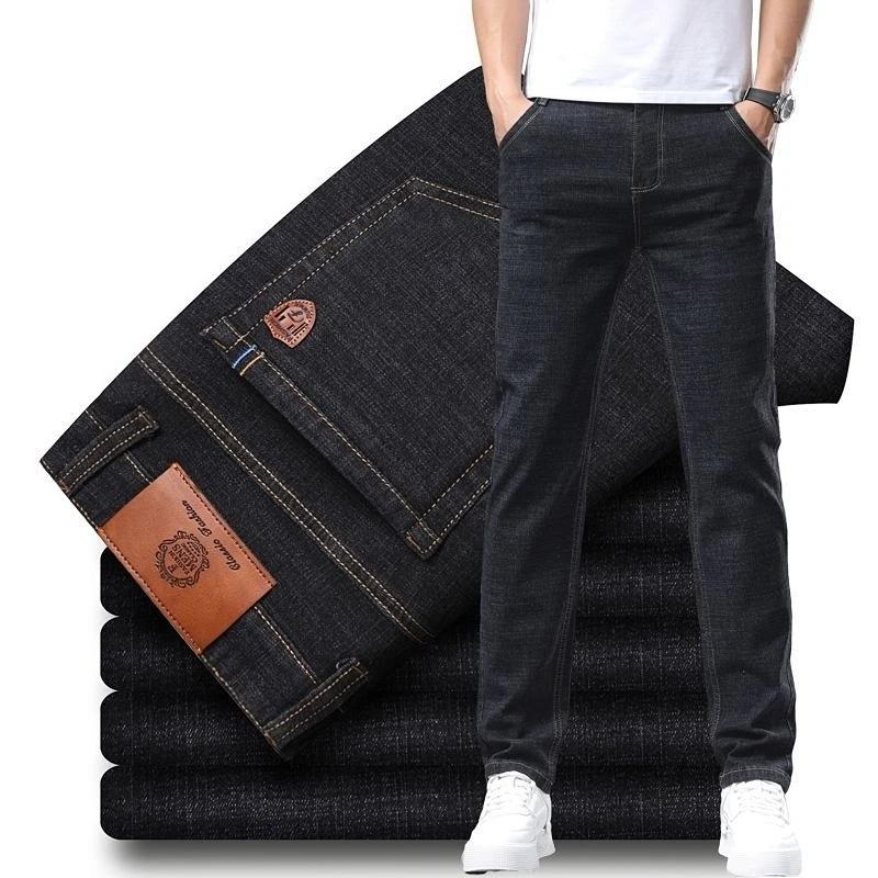 Mode Herren Stretch Locker Gerade Jeans Lässig Elastisch Slim Fit Denimhose Männlich Businesshose Große Größe 28 40