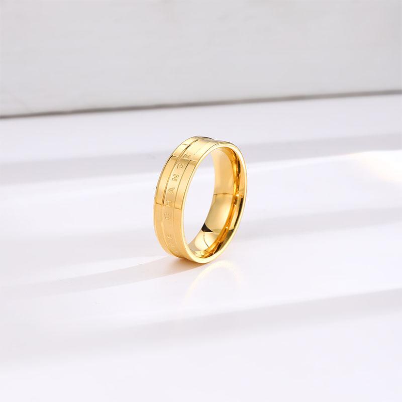 European and American Simple Wide Version English Titanium Steel Ring for Women Cold Style High-end
