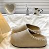 Retro Lace Bag Head Slippers Autumn and Winter New Thick-soled Lace Lazy Feeling Increased Lazy Shoes