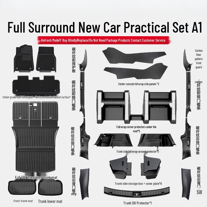 Upgraded TPE Trunk Mat Set for Tesla Model Y3 - Front & Rear Trunk, YL Interior Accessories
