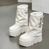 Platform Boots Womens Shoes Autumn Winter New Women's Belt Buckle Leather Boots Ultra High Heels Women's Boots Botas Femenina