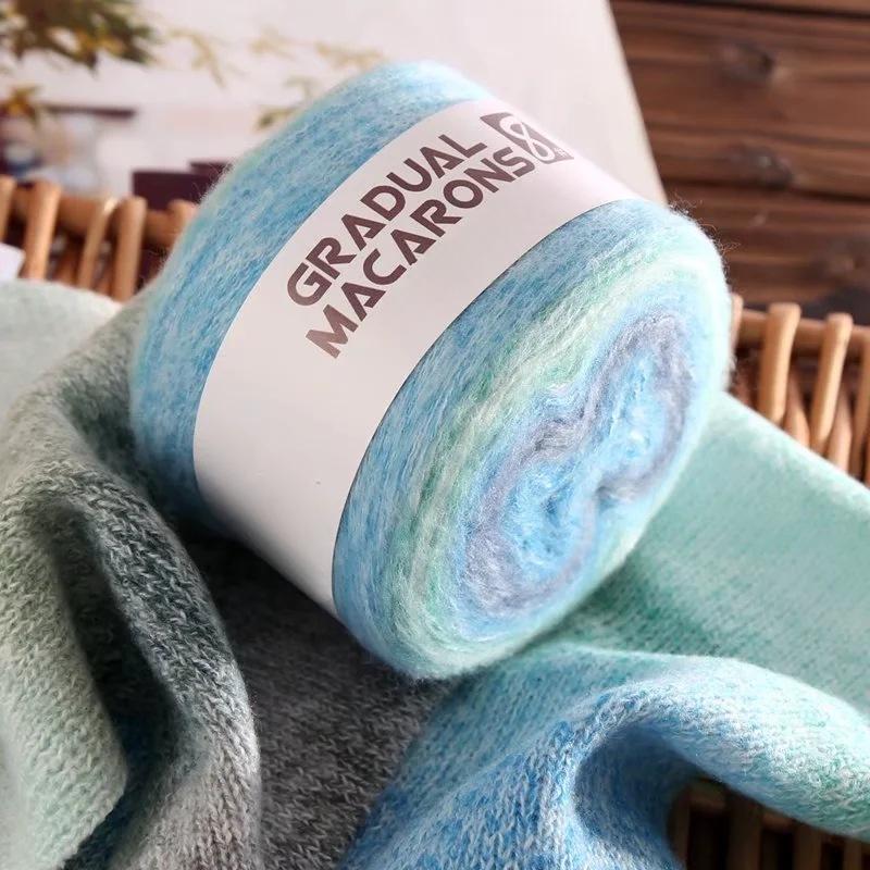 6pcs Gradient Yarn Chunky Polyester Knitting Bundle for Gloves & Hats - Multicolor Ombre, 600g DIY Yarn