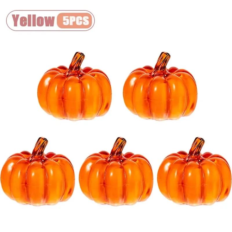 1-5PCS Halloween LED Pumpkin Light Plastic Glowing Tabletop Decoration Ornament for Party Home Desktop Holiday Props
