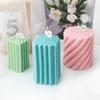 Geometry Gear Cylinder Spiral Candle Mold Long Rod Grooved Pillar Silicone Molds Classic Wax Candle Frame Casting Swirl Shaped