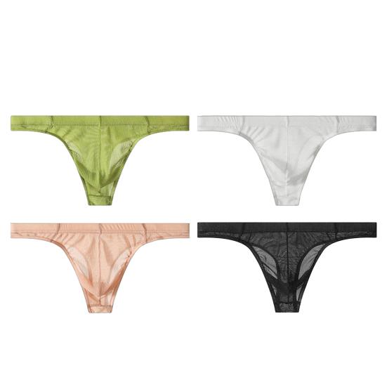 Herren String Einfarbig Hüfttief Slim Fit Sportlicher String Unterwäsche mit U-förmigem Beutel Hohe Elastizität Slips