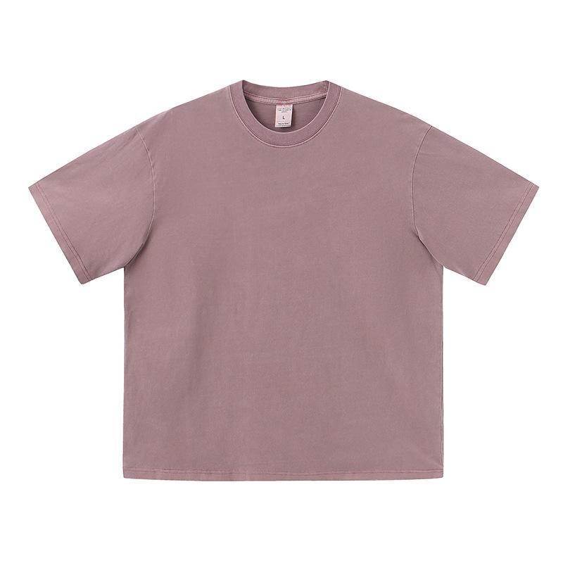 Men'S Trendy Brand Summer Washed And Dyed Old Light Version Short-Sleeved T-Shirt Heavy Cotton Casual High Street Half-Sleeves