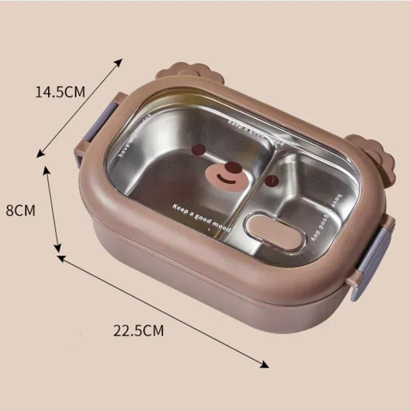 

New Insulation Student Lunch Box Canteen Grid Stainless Steel Lunch Box Bento Portable Separated Office Worker Lunch Box коричневий