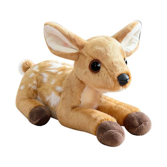 25CM Reindeer Plush Toy Soft Stuffed Animal Laying Down Pose Giraffe Plushies Birthday Xmas Gift for Kids