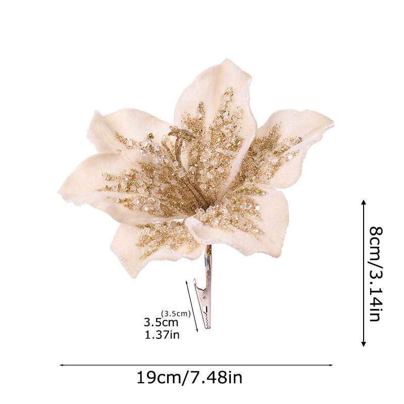

1 шт. Бархатная ткань для рукоделия, Фестиваль, Имитация цветка лилии, Новогоднее украшение, Фестиваль, Рождество, Свадебная подвеска бежевый
