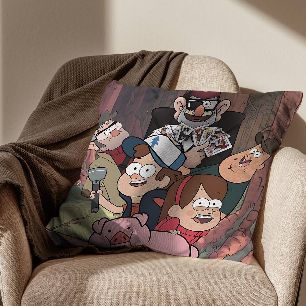 

Dipper and Mabel Gravity Falls Pillow Case Antidustmite Pillowcase Invisible zipper silky short plush Sofa cushion cover 30x30cm