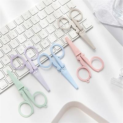 Tijeras Plegables Color Morandi Trabajo con Papel Tijeras de Oficina de Acero Inoxidable Llavero Cortador de Papel Escolar Herramientas Hechas a Mano