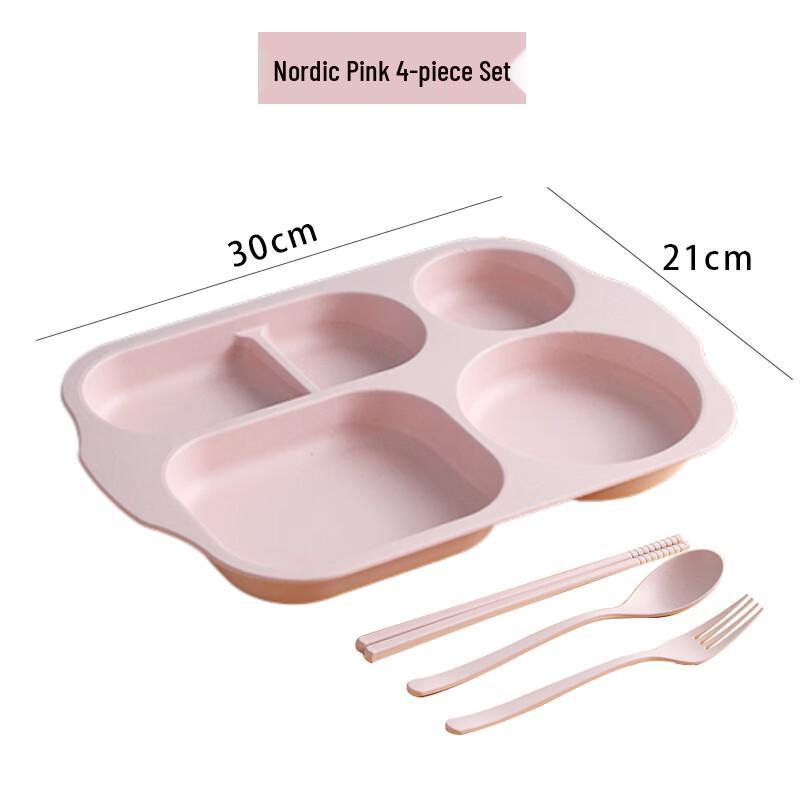 Kids Wheat Straw Divided Dinner Plate Set