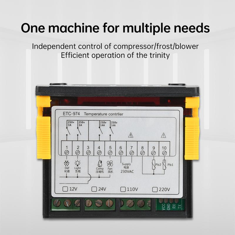ETC-974 Digital Temperature Controller Microcomputer Thermostat Refrigeration Alarm 12V 24V 110V  220V NTC Sensor