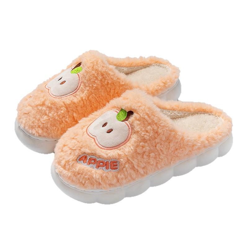 Apple Alphabet Drag Autumn and Winter Couple Casual Home Cotton Shoes Warm and Comfortable Household Cotton Slippers