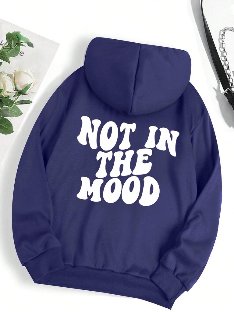 Not In The Mood Persönlichkeitsbrief Weibliche Hoodies Persönlichkeit Lose Hoodie Herbst Warme Fleece Hoody Harajuku Street Pullover