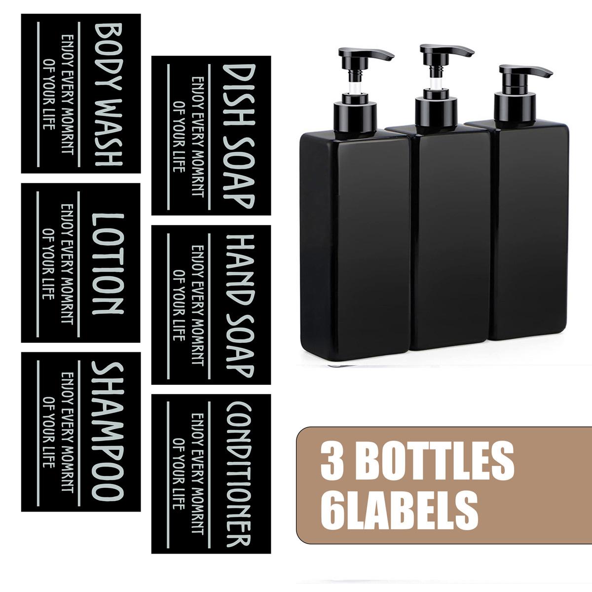 

500 мл/16,9 унций квадратный набор бутылочек для мыла в ванной с этикеткой-наклейкой гель для душа бытовой дозатор шампуня контейнер для жидкости