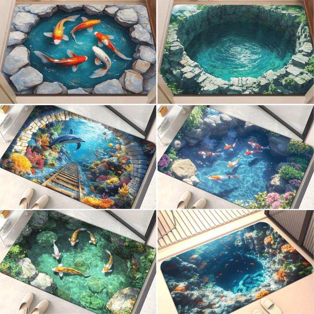 

Washable Visual Hallucination Door Mat Beach Style Floor Mat New Foot Pad Living Room Decoration 07