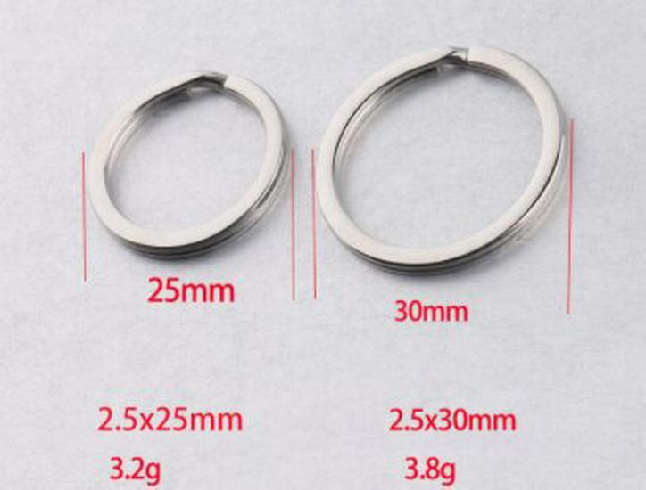 Mirror Stainless Steel Key Ring Set: 2.5x25mm & 2.5x30mm Flat Rings, DIY Accessories
