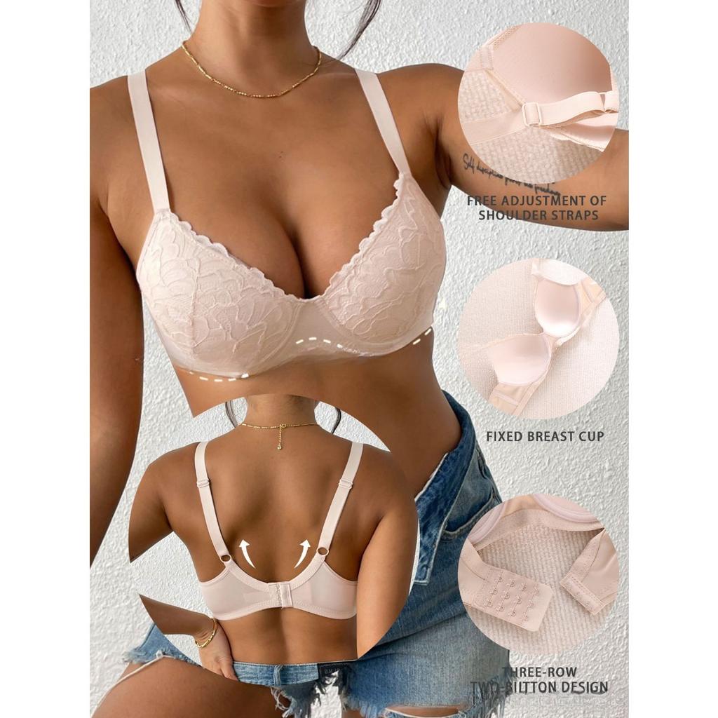 Lace Lingerie, Women's, Top Support, with Steel Rims, Versatile, Breathable, Plain Bra
