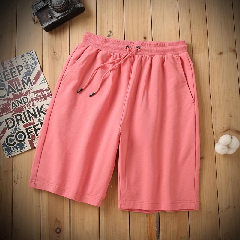 New Pure Cotton Terry Casual Shorts for Men and Women, Summer Solid Color Couple's Drawstring Knee-length Shorts