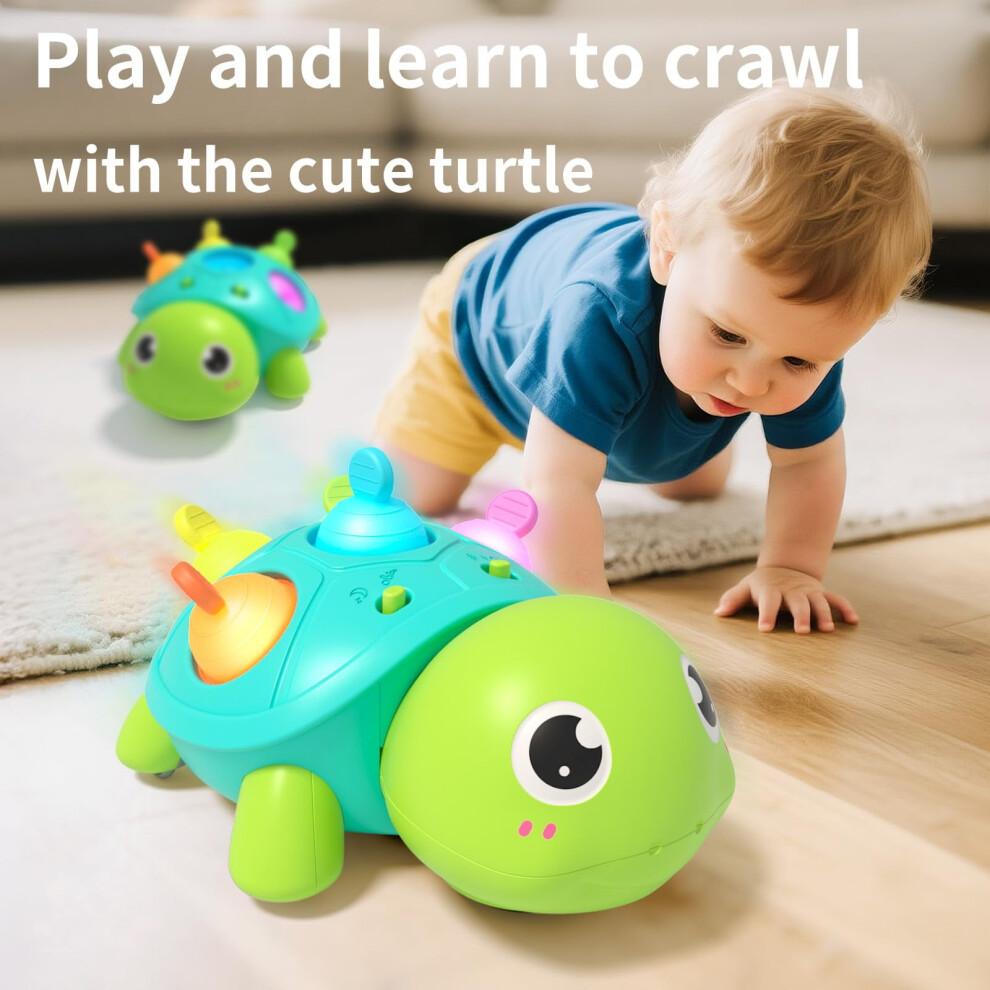 Musical Crawling Toys for Baby - Turtle Tummy Time Toy with Lights for Babies Age Groups 6-12 Months