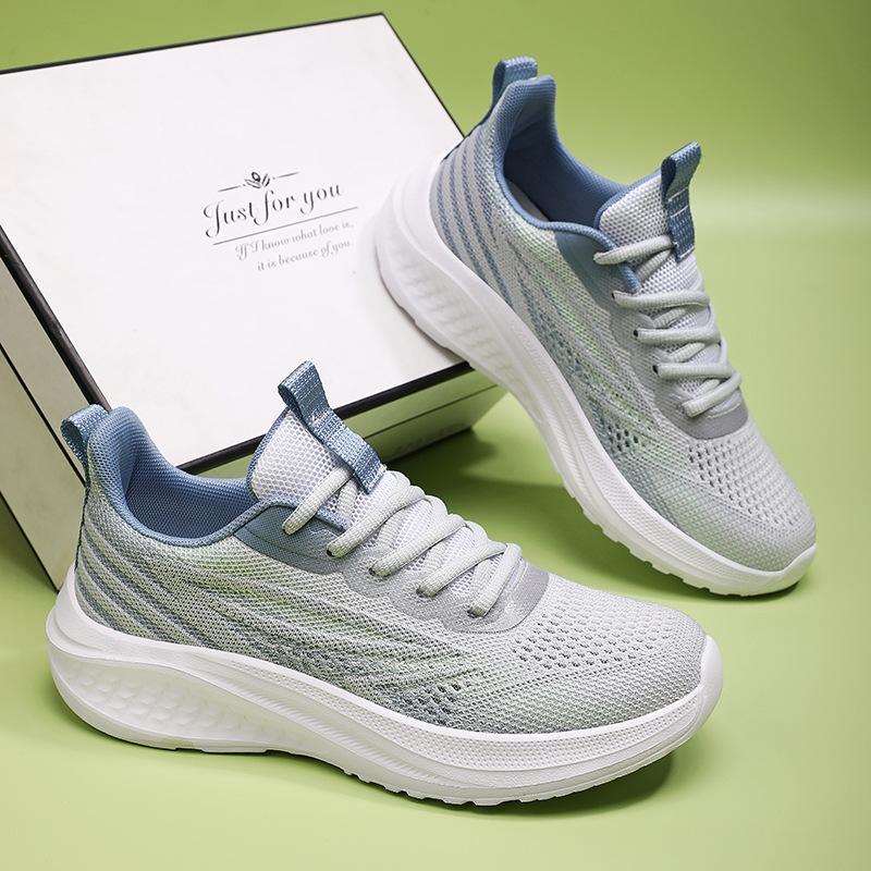 

Popular spring and summer new soft-soled shock-absorbing running shoes lightweight women s shoes mesh breathable fly-woven shoes driving fitness tren 45 небесно-голубой