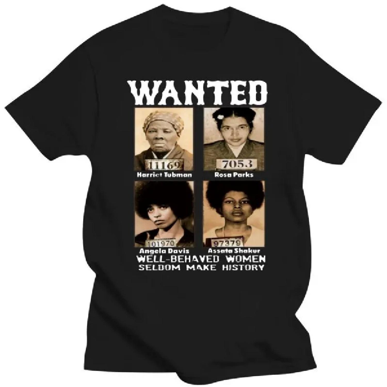 

Mens Clothing Wanted Harriet Tubman Rosa Parks Angela Davis Assata Black Men Print T-Shirt Fashion Top Cotton Casual O Neck Top XXXXXL чорний