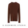 Women's Striped Slim-Fit Cashmere Knit Half-High Neck Top for Fall/Winter